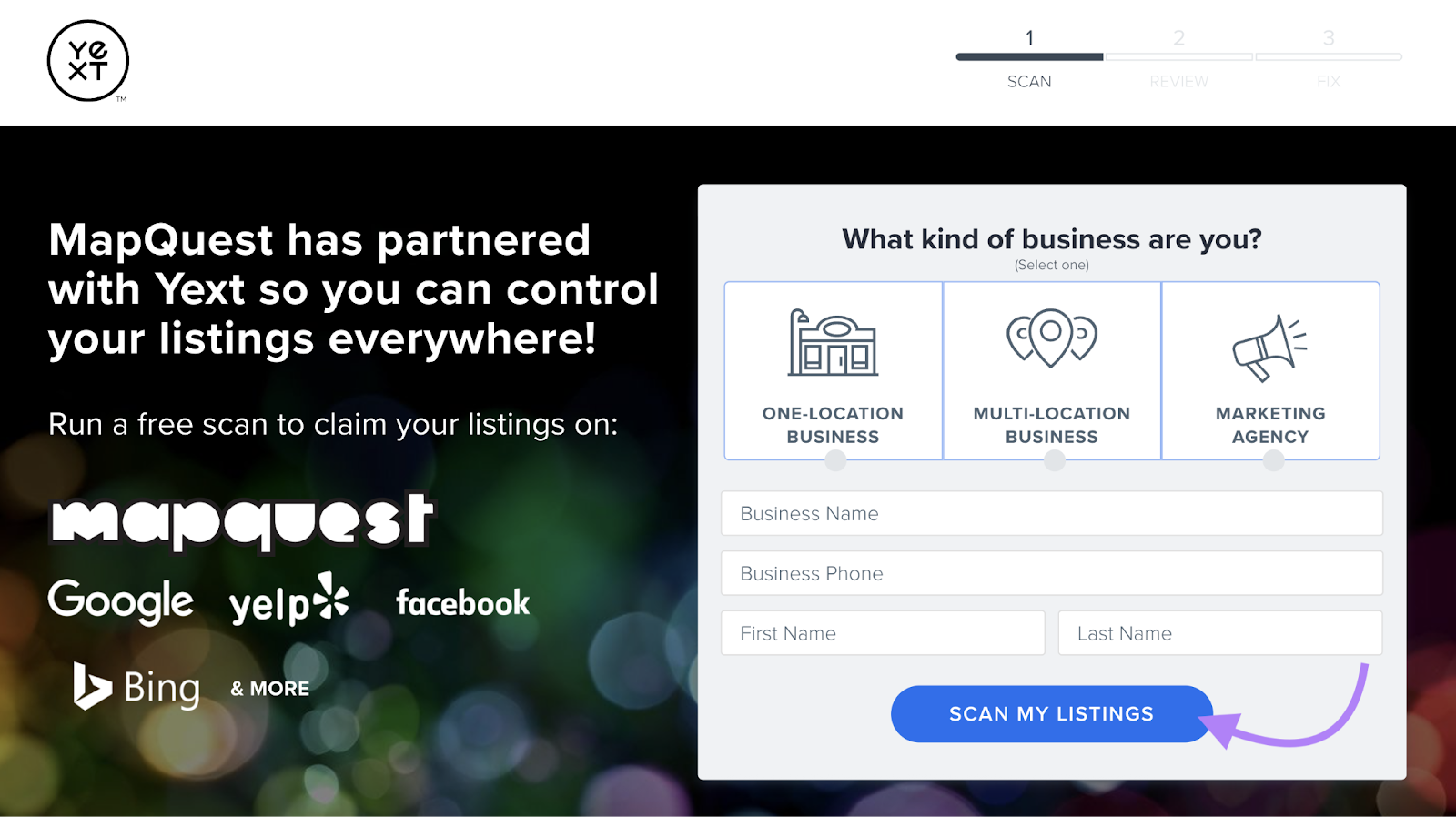 Scan my listings button is highlighted.