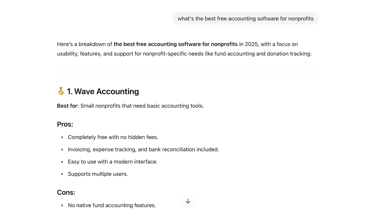 The brand appears in the response for a prompt with the long-tail keyword.