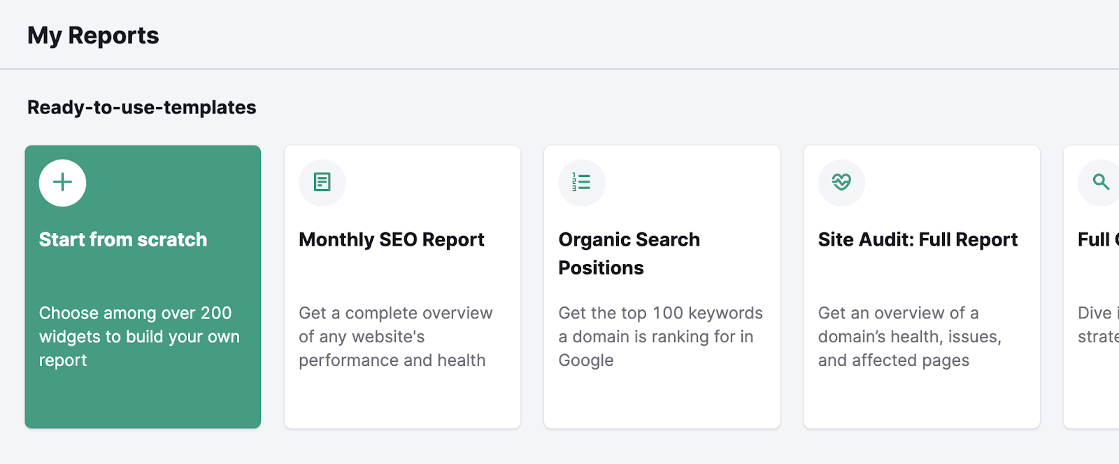start new report from scratch