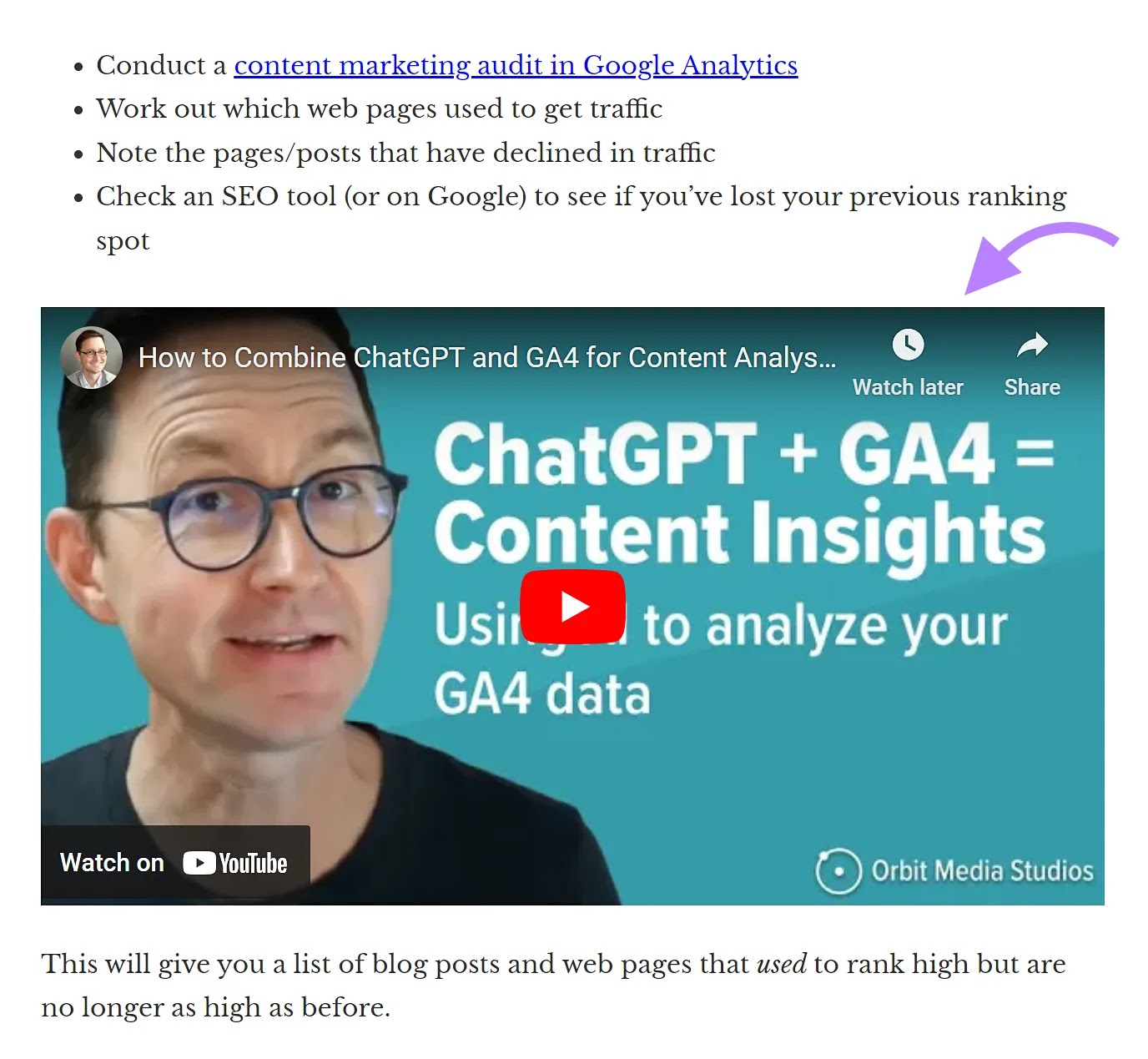 Iframe embedded Youtube video as shown to users when visiting a web article.