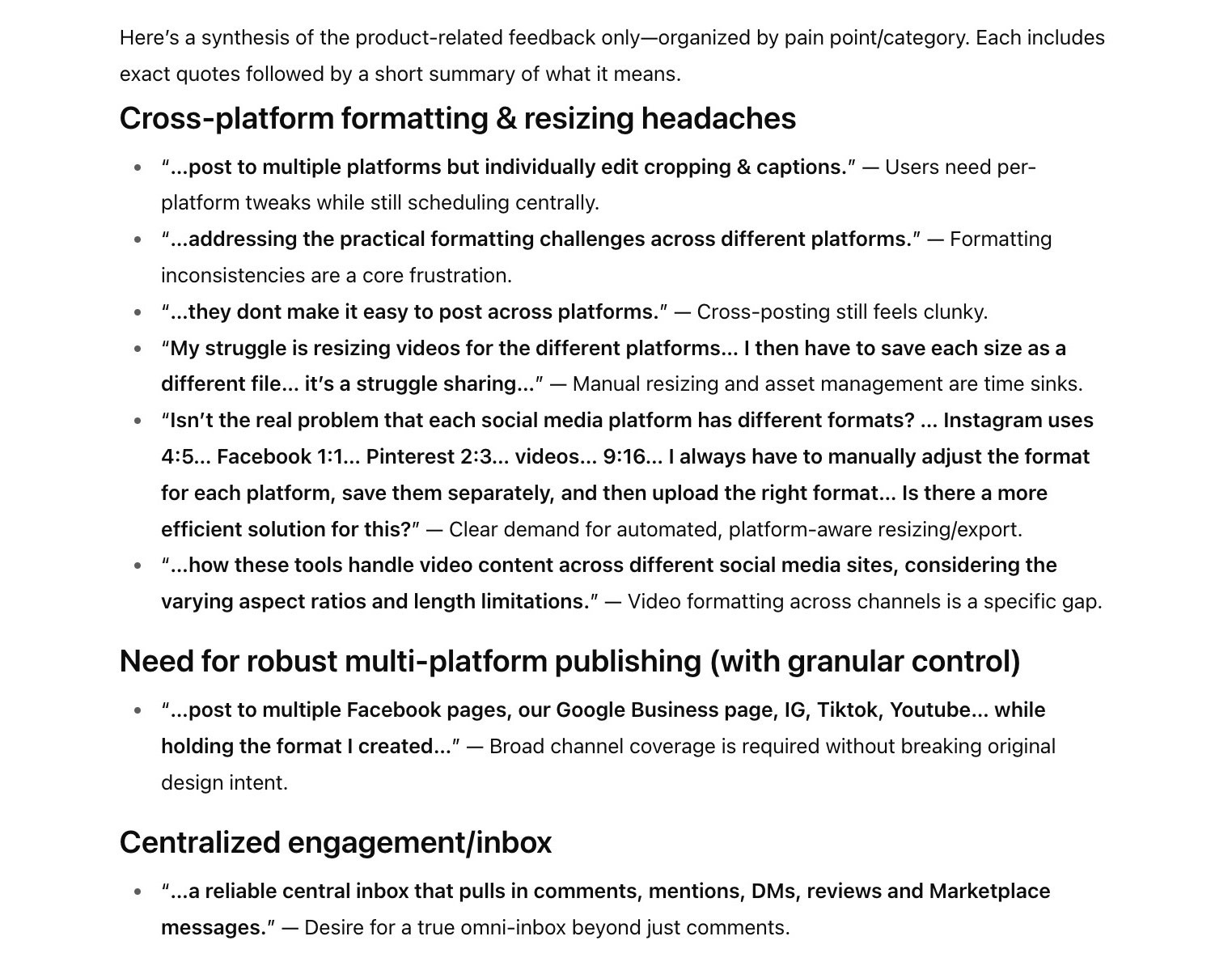 Response generated on ChatGPT analyzing comments from a specific YouTube video.