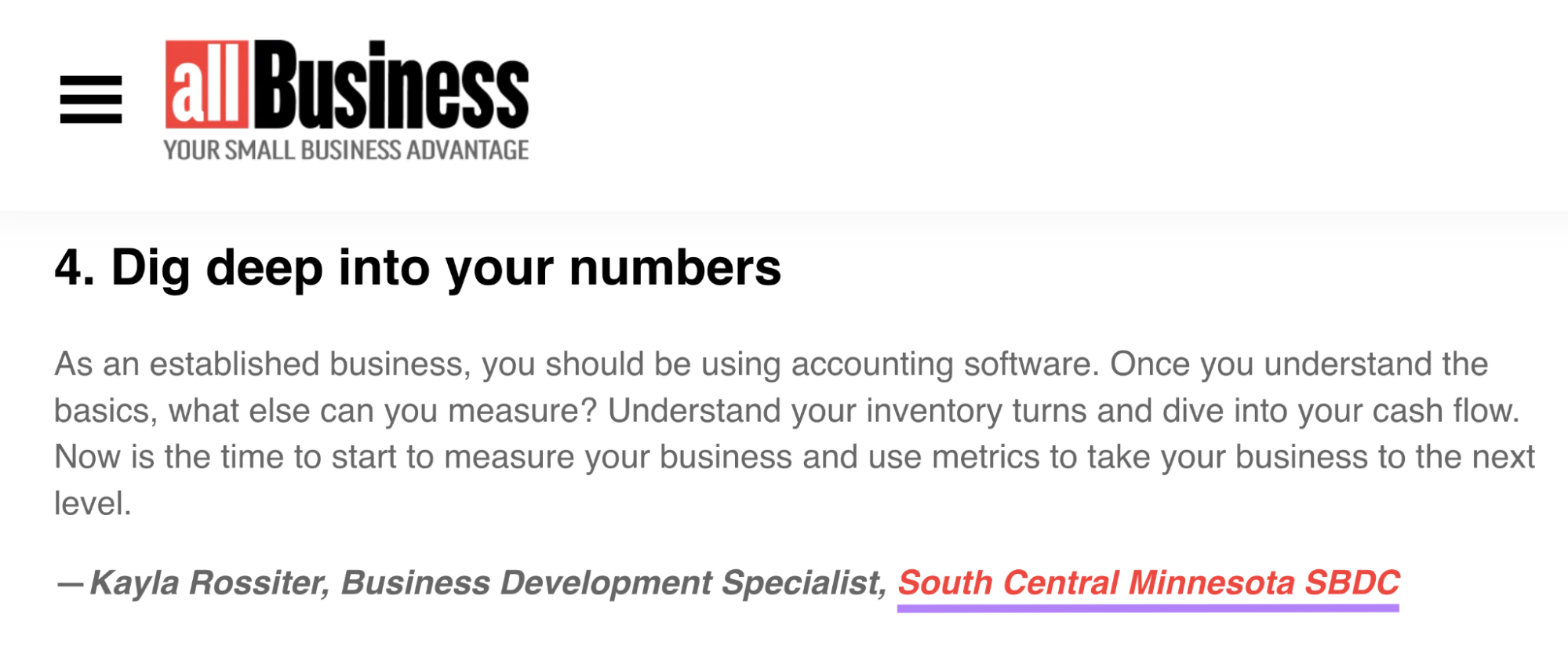 expert quoted within an article, linking to the expert's organization