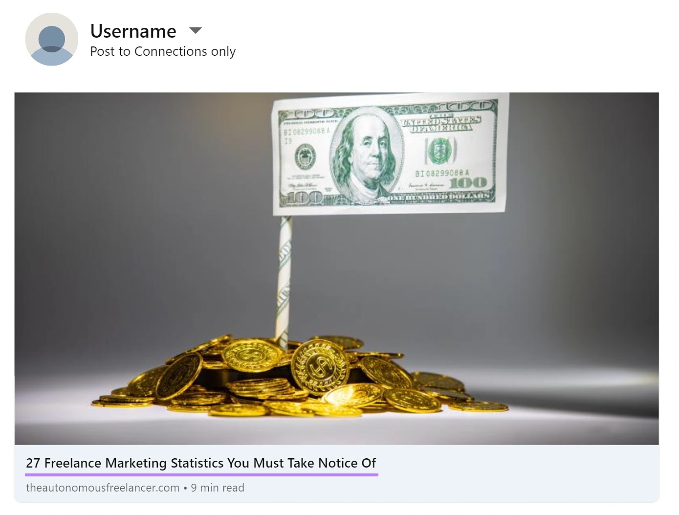 Title of the same web article shared on LinkedIn but with a different title.