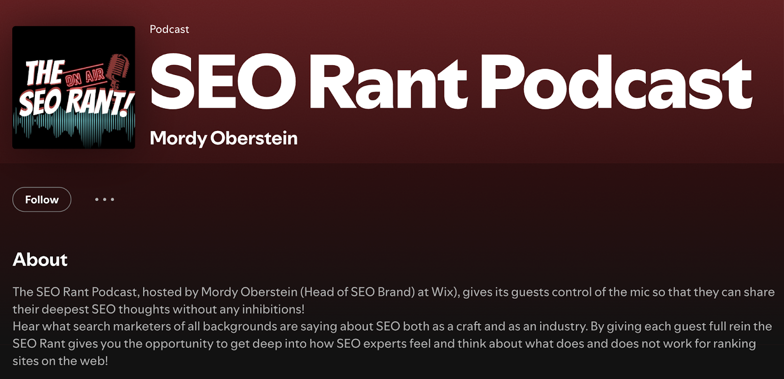SEO Rant Podcast as it appears on Spotify.