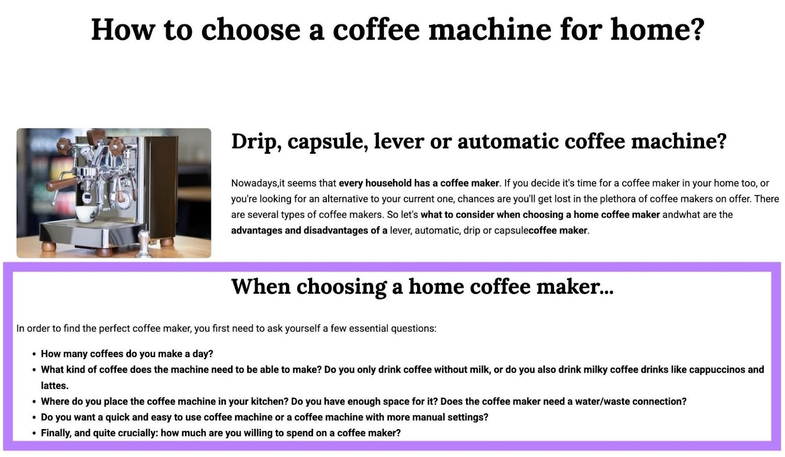 A section of a blog post from which Google pulled information for an AI Overview response.