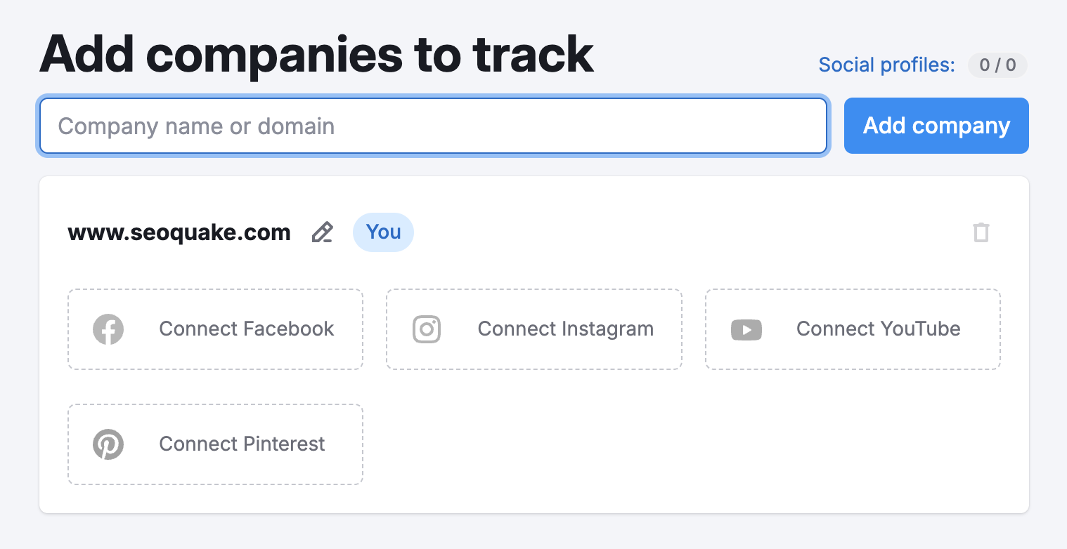Connecting social media accounts pop up window in Social Tracker.