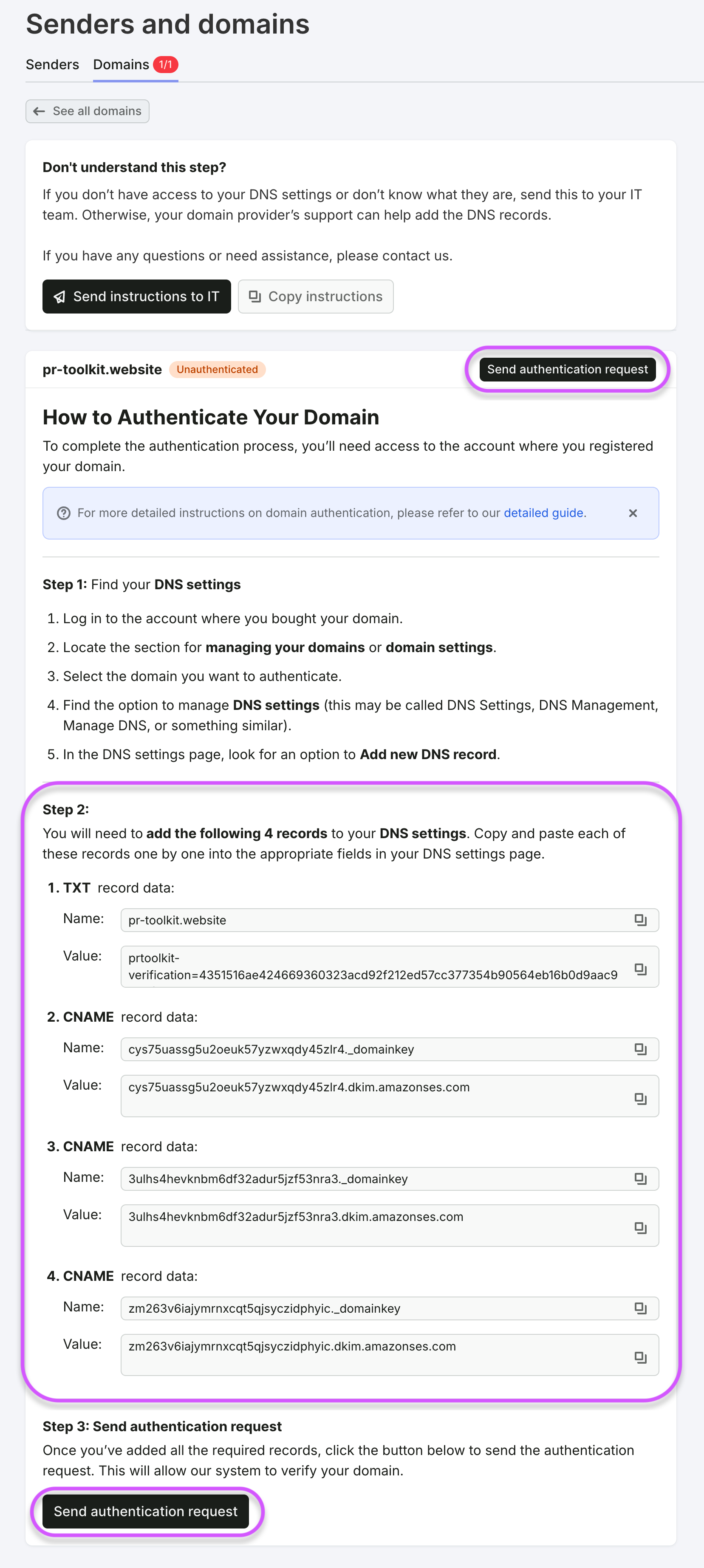 Adding and authenticating your sending domain image 4